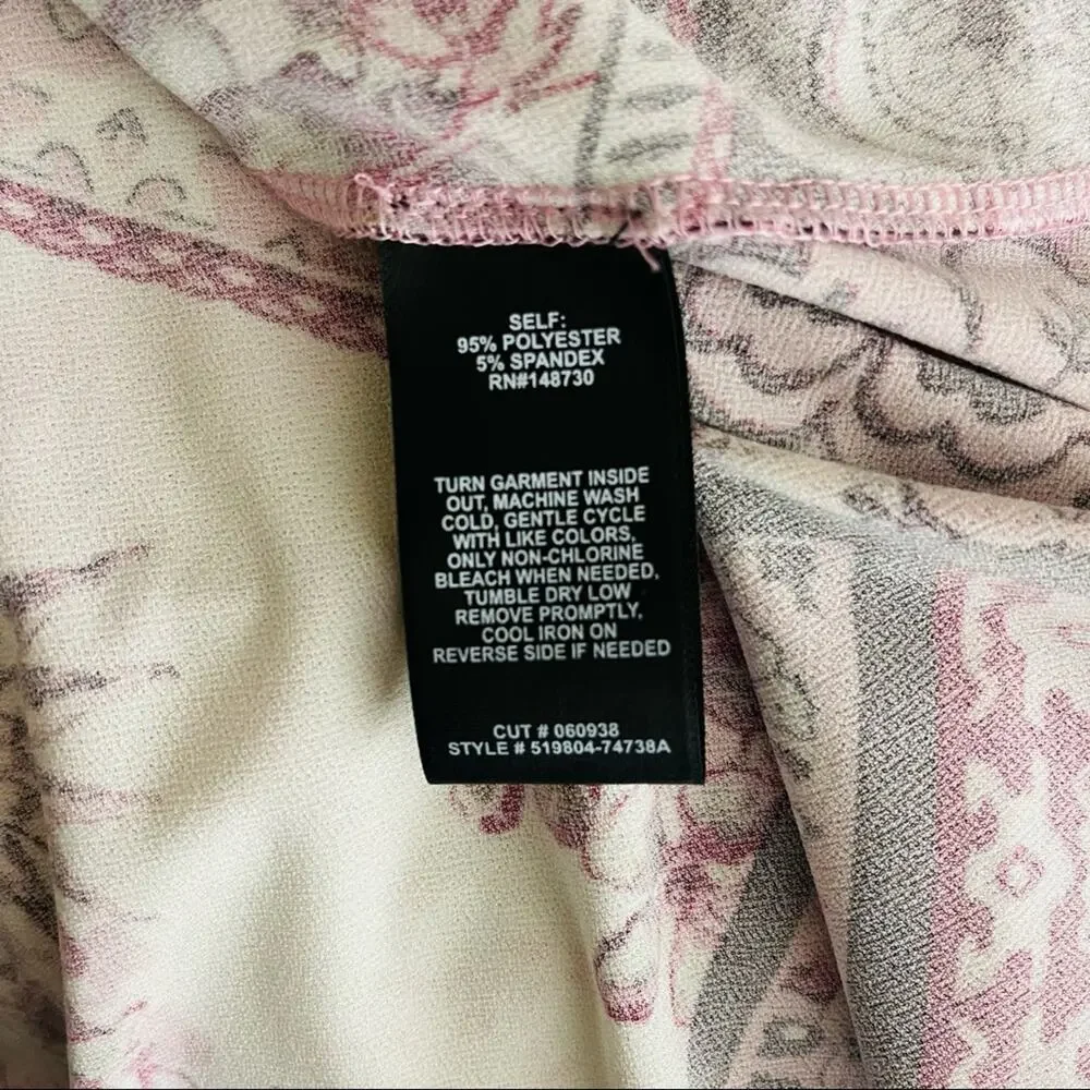 Eci cream pink floral boho stretchy ruffle dress XL